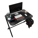 DEILALY 90 CM Width Gaming Desk Carbon Fiber Surface Gamer Table Computer Gamer Desk with Monitor Shelf Study Desk Work Station PC Table Carbon Steel Leg Corner