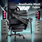 GTPLAYER Mesh Gaming Chair with Footrest 3D Stereoscopic Frame Support Ergonomic Fabric CoverReclining Computer Office Desk Chair Height Adjustable