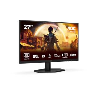 AOC Q27G42XNE 27 inch WQHD Gaming Monitor 180Hz, Fast VA Panel, 0.5ms MPRT, Adaptive Sync, HDR10, FreeSync, Speakers, (2560x1440 HDMI 2x 2.0 DP 1x 1.4) Black