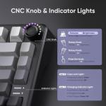 RedThunder K75 75% Wireless Mechanical Gaming Keyboard,Creamy Gasket-Mounted,Volume Knob,US Layout,Keycaps-Side Print,2.4G/BT/USB-C,RGB Underglow Lighting,Hot swappable Fast Apricot Switch for PC Mac