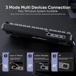 RedThunder K75 75% Wireless Mechanical Gaming Keyboard,Creamy Gasket-Mounted,Volume Knob,US Layout,Keycaps-Side Print,2.4G/BT/USB-C,RGB Underglow Lighting,Hot swappable Fast Apricot Switch for PC Mac