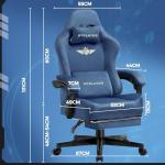 GTPLAYER Gaming Chair, Breathable Office Chair, Ergonomic Office Chair, High-Quality Fabric, Ergonomic PC Chair, 160° Adjustable Backrest and Extendable Footrest, Blue