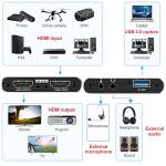 Vantisan 1080P Video Capture Card, 4K HDMI Capture Card, USB 3.0 Game Capture Device, 4K30Hz Video Capture Card for Streaming, Recording, Compatible with Windows/Mac/Linux - Plug & Play