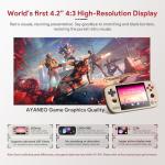 AKNES AYANEO Pocket AIR Mini Retro Handheld Game Console, 4.2" 500 Nits HD Screen (1280x960 LCD, 60Hz), Android 11 Gaming System with Helio G90T, Hall Joystick & Trigger, 3GB+64GB - Retro White