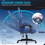 GTPLAYER Gaming Chair, Breathable Office Chair, Ergonomic Office Chair, High-Quality Fabric, Ergonomic PC Chair, 160° Adjustable Backrest and Extendable Footrest, Blue