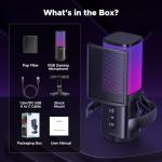 UGREEN USB Gaming Microphone, 96kHz/24bit, DSP Noise-Reduction, Real-Time Monitoring & Gain Knob, Plug & Play USB Mic for Streaming, Podcast, VoiceOver, Recording, PC Gaming, PS5