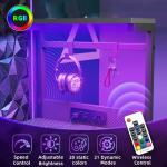 BEXEVUE LED Computer Desk with Power Outlets - 100x50cm Gaming Desk Large Storage Shelf, Reversible Gamer Writing Table with Drawer Side Pocket Bag, 2 Hooks Workstation for Study Play Work Home Office