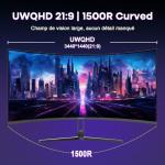 Amzfast 34-Inch Curved Gaming Monitor, 3440x1440 WUQHD, 240Hz, 1ms MPRT, Fast VA Curved Screen, 1500R, Adaptive Sync, HDR, sRGB 130%, 3000:1 Contrast, HDMI2.1&DP1.4, VESA Mount, PIP/PBP, AMZG34C5QPro