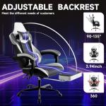 Gaming Chair, Ergonomic Gaming Chair with Footrest and Lumbar Support, Computer Chairs, Height Adjustable Computer Racing Gamer Chairs for Gaming or Office, Black White