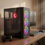 STGsivir Gaming PC, Gaming Computer Desktop Tower, AMD Ryzen 7 5700G up to 4.6GHz, Radeon Vega 8 Integrated Graphics, 32GB DDR4 RAM, 1TB SSD, WIFI 6, BT5.0, RGB fan x3, Windows11 Pro