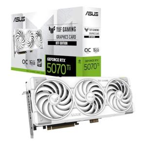 ASUS TUF Gaming GeForce RTX 5070 Ti 16GB GDDR7 BTF White OC Edition Graphics Card (NVIDIA DLSS 4, 3,125-Slot, PCIe 5.0, 3X DisplayPort 2.1b, 2X HDMI 2.1b, GC-HPWR, White, TUF-RTX5070TI-O16G-BTF-WHITE)
