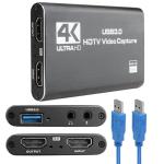 4K HDMI Capture Card, USB 3.0 Video Capture Device for Streaming, Game Recording, Live Broadcasting, Full HD 1080P, Compatible with P-S4, X-box, N-intendo S-witch, DSLR, Camera