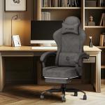 PZDO Gaming Chair, Gaming Chairs for Adults, Ergonomic Computer Chair with Footrest, Reclining Pc Gamer Chairs with Headrest and Lumbar Support, Technical Fabric, Black, 350LBS