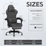 PZDO Gaming Chair, Gaming Chairs for Adults, Ergonomic Computer Chair with Footrest, Reclining Pc Gamer Chairs with Headrest and Lumbar Support, Technical Fabric, Black, 350LBS