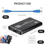 4K HDMI Capture Card, USB 3.0 Video Capture Device for Streaming, Game Recording, Live Broadcasting, Full HD 1080P, Compatible with P-S4, X-box, N-intendo S-witch, DSLR, Camera