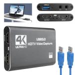 4K HDMI Capture Card, USB 3.0 Video Capture Device for Streaming, Game Recording, Live Broadcasting, Full HD 1080P, Compatible with P-S4, X-box, N-intendo S-witch, DSLR, Camera