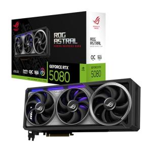 ASUS ROG Astral GeForce RTX 5080 OC Edition Gaming Graphics Card (PCIe 5.0, 16GB GDDR7, HDMI/DP 2.1, 3.8 slot, 4 fan design, Axial tech fans, patented vapor chamber, Phase change GPU thermal pad)