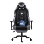 COLAMY Big and Tall Gaming Chair with Footrest 350lbs-Racing Style Computer Gamer PC Chair, Ergonomic High Back, Wide Seat, Reclining Back, 3D Armrest, Headrest and Lumbar Support for Adult, Grey