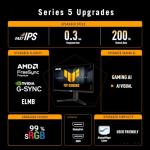 ASUS TUF Gaming Series 5 - VG259QL5A Gaming Monitor – 24.5-inch, Full HD(1920x1080), 200Hz, Fast IPS, ELMB, 0.3ms GTG (min.), Stereo speaker, DisplayWidget Center, Height adjustment