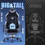 COLAMY Big and Tall Gaming Chair with Footrest 350lbs-Racing Style Computer Gamer PC Chair, Ergonomic High Back, Wide Seat, Reclining Back, 3D Armrest, Headrest and Lumbar Support for Adult, Grey
