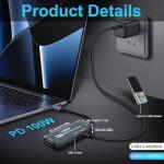 Flintronic USB 3.0 Video Capture Card with 100W PD, HDMI to USB-C 4K 1080P 60FPS, for Live Broadcast Gaming Streaming