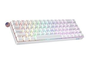 Geeky GK65 SE 65% | Mechanical Gaming Keyboard | 68 Keys Multi Color RGB LED Backlit for PC/Mac Gamer | ANSI US American Layout (White, Mechanical Speed Silver)