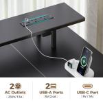 Seventable 140cm L Shaped Gaming Desk with LED Lights, USB Ports, Power Outlets, Monitor Stand & Storage Drawers(Reversible Design) – Corner Computer Desk for Bedroom or Home Office, Black