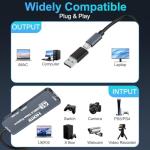 Flintronic USB 3.0 Video Capture Card with 100W PD, HDMI to USB-C 4K 1080P 60FPS, for Live Broadcast Gaming Streaming