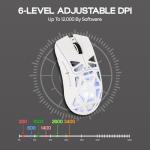MechLands Aula SC620 Gaming Mouse, 2.4G/USB-C/BT Wireless Mouse with 400mAh Battery, Adjustable 12,000 DPI & 1000 Polling Rate, PAW3311 Sensor, RGB Lighting, Programmable Buttons, for Win/Mac (White)