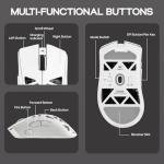 MechLands Aula SC620 Gaming Mouse, 2.4G/USB-C/BT Wireless Mouse with 400mAh Battery, Adjustable 12,000 DPI & 1000 Polling Rate, PAW3311 Sensor, RGB Lighting, Programmable Buttons, for Win/Mac (White)