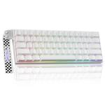 AULA MINI60 Wireless Gaming Keyboard,BT5.0/2.4GHz/Wired,Hall Effect Magnetic Switches,0.01mm RT Accuracy,Adjustable Actuation,8KHz Polling,RGB,WEB Driver,60% Percent Mechanical Keyboard (White)