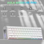 AULA MINI60 Wireless Gaming Keyboard,BT5.0/2.4GHz/Wired,Hall Effect Magnetic Switches,0.01mm RT Accuracy,Adjustable Actuation,8KHz Polling,RGB,WEB Driver,60% Percent Mechanical Keyboard (White)