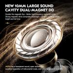 keephifi CCZ MC02 In Ear Monitors, In Ear Headphones Wired 10mm Dual Magnetic DD, Gaming Earbuds Noise Cancelling, IEM Earphones Deep Bass, Gaming Earphone, Wired Earbuds for PC