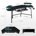 EUREKA ERGONOMIC Aero 182 x 76cm Gaming Desk with Keyboard Tray, Large Computer Desk Led Lights, Wing-Shaped Monitor Stand Dual Headphone Hanger Cup Holder for Studio, Streamer, Live, Black