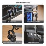 EUREKA ERGONOMIC Aero 182 x 76cm Gaming Desk with Keyboard Tray, Large Computer Desk Led Lights, Wing-Shaped Monitor Stand Dual Headphone Hanger Cup Holder for Studio, Streamer, Live, Black