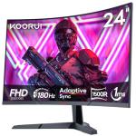 KOORUI 24 inch Curved Gaming Monitors, FHD 1080P 180Hz 1ms 1500R with Adaptive Sync,VESA Compatible, Tilt Adjustable, Eye Care 24E6CA