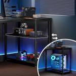 Coleshome L Shaped Gaming Desk, 100x70 cm Computer Desk, Corner Office Desk with Reversible Storage Shelves, Writing Study Table for Work Play Home Office, Black