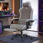 SONGMICS Gaming Chair, Ergonomic Office Computer Desk Chair with Footrest, Spring Seat Cushion, Synchronised Armrests, Dove Grey OBG079GD06