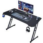 play haha Gaming Desk 120 x 60cm Large Computer Table PC Gaming Desk for Home Office, Metal Frame Gaming Table with Cable Tray and Headphone Hook