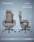 SONGMICS Gaming Chair, Ergonomic Office Computer Desk Chair with Footrest, Spring Seat Cushion, Synchronised Armrests, Dove Grey OBG079GD06