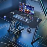 play haha Gaming Desk 120 x 60cm Large Computer Table PC Gaming Desk for Home Office, Metal Frame Gaming Table with Cable Tray and Headphone Hook