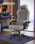 SONGMICS Gaming Chair, Ergonomic Office Computer Desk Chair with Footrest, Spring Seat Cushion, Synchronised Armrests, Dove Grey OBG079GD06