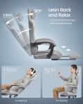 SONGMICS Gaming Chair, Ergonomic Office Computer Desk Chair with Footrest, Spring Seat Cushion, Synchronised Armrests, Dove Grey OBG079GD06