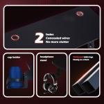 play haha Gaming Desk 120 x 60cm Large Computer Table PC Gaming Desk for Home Office, Metal Frame Gaming Table with Cable Tray and Headphone Hook