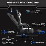 Yaheetech Gaming Chair, Ergonomic Racing Gaming Chair with Massage Lumbar Pillow, High-Back Office Chair with Slide-Out Footrest and Padded Linkage Armrests for Adults (Black/White)