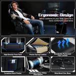 Yaheetech Gaming Chair, Ergonomic Racing Gaming Chair with Massage Lumbar Pillow, High-Back Office Chair with Slide-Out Footrest and Padded Linkage Armrests for Adults (Black/White)