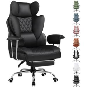 GTPLAYER Gaming Chair, Executive Office Desk Chair with Footrest Ergonomic Heavy Duty High Back Lumbar Support Home Recliner Swivel Computer Chairs, Black