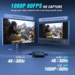 FIFINE Video Capture Card for Audio Video， Live Streaming, Gaming, HD 1080 60fps，4K HDMI, Compatible with PS4/Windows/Mac OS/Switch/Xbox-V3
