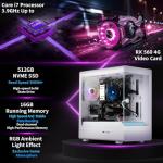 ZER-LON Gaming PC Desktop Computer, Core I7 up to 3.9GHz, Radeon RX 560 4GB GDDR5, 16G DDR3 RAM, 512GB NVME SSD, WiFi 5.0, Prebuilt Gaming PC Tower Computer with 5 RGB Fan