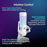 ASUS ROG Carnyx USB Gaming Microphone (25mm condenser capsule, 192kHz/24-bit, cardioid, high-pass filter, built-in pop filter, metal shock mount, one-touch mute, USB, Aura Sync RGB)- Black